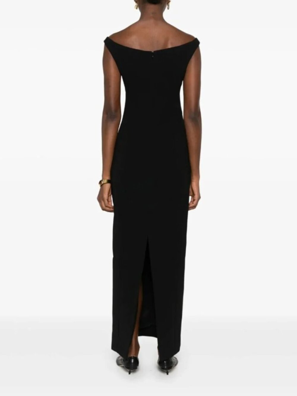 Toteme Curved Off The Shoulder Maxi Dress Black 34 NWT $1200 - Picture 4 of 8